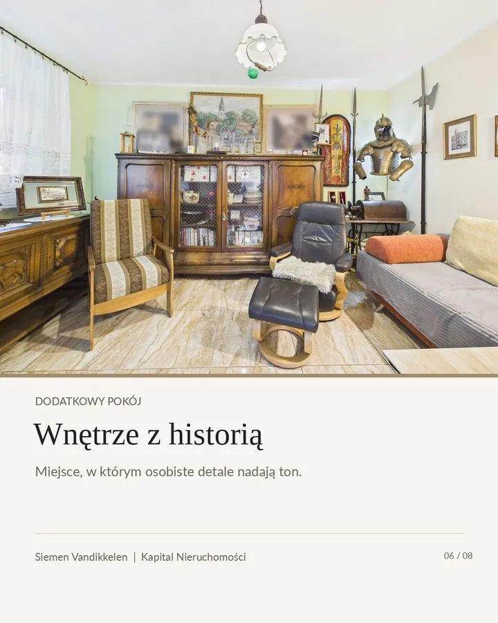 Slajd 6: dodatkowy pokój, nagłówek „Wnętrze z historią”